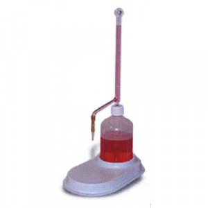 S-O-M Buret, 10mL, 165mm, 500mL Poly Bottle, Econo-Tip, Graduated w/ White Markings (w/ Base, Rubber Tip Assembly) (ea)