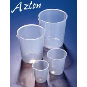 100mL PP Tapered Low Form Beaker, Molded Graduations in 20mL Increments (10/pk)