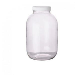 128oz (1 gallon) Clear Wide Mouth Round Assembled w/89-400 PTFE Lined Cap, Certified (4/cs)