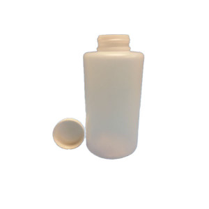 2 LITER (2200mL) Natural HDPE Round Bottle with a 63/485 White PP Heavy Duty Cap (18/cs)