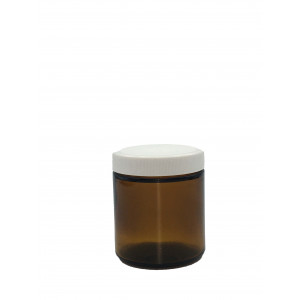 4oz Amber Straight Sided Jar Assembled w/58-400 F-217 Lined Cap (24/cs)