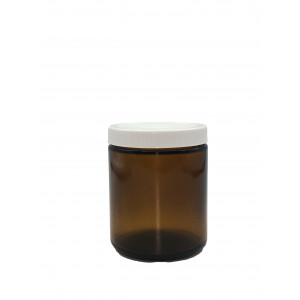 8oz Amber Straight Sided Jar Assembled w/70-400 F-217 Lined Caps (24/cs)