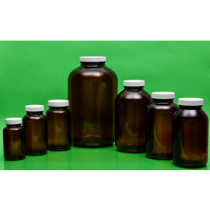 Safety Coated Wide Mouth Glass Jars, 64oz, PTFE Lined Caps, case/6