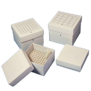 Freezing Box, 3", Cardboard, 64-Place (8x8 format), fits 3.0mL, 4.0mL and 5.0mL CryoCLEAR vials, White, 48/Unit