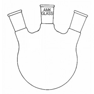 Round Bottom Flask, 250mL, 3-Neck, Angled 20�, 19/22 Center, 14/20 Sides (ea)